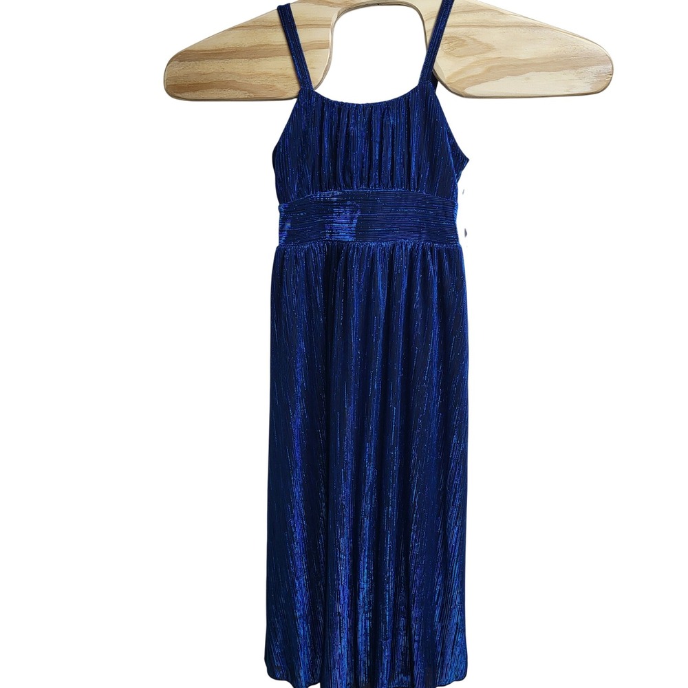 Speechless Kids Girls Size 8 Metallic Blue Teal Maxi Slip Dress Holiday Party